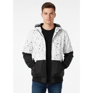 American Stitch Jacket Unisex Lightweight Jacket With Hood Black White XL EUC